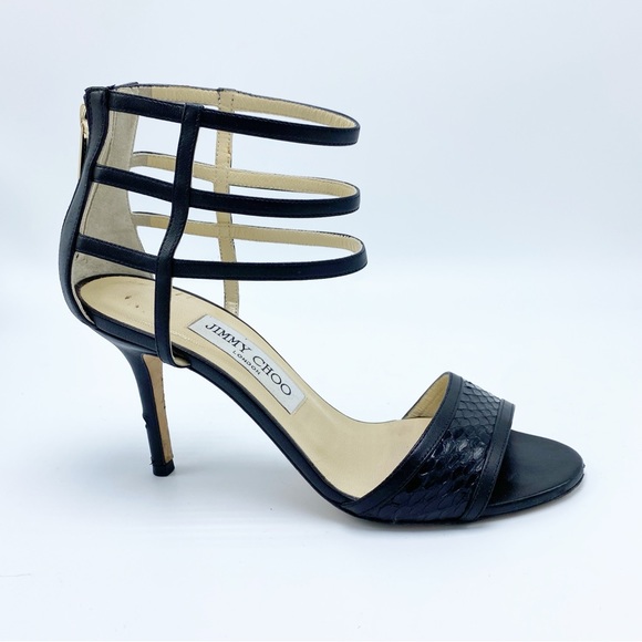 Jimmy Choo Black Glenys Cage Sandals